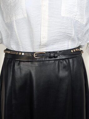 Thin Black Studded Fashion Belt